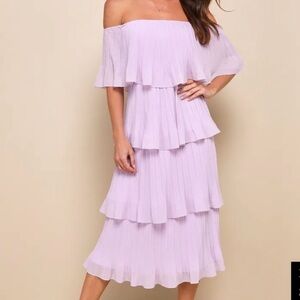 ★ Last Chance Lulu's Gala Ready Lavender Off-the-Shoulder Ruffle Dress Small